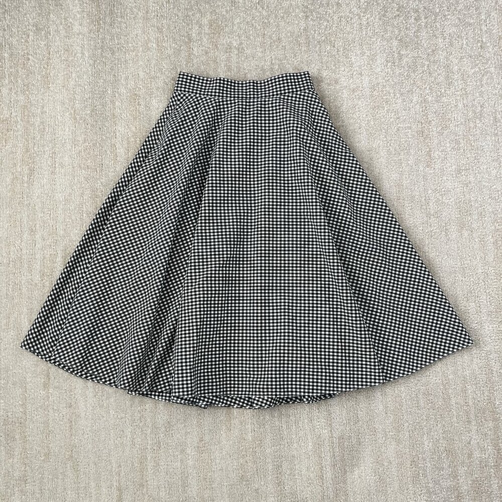 Uniqlo Black and White Gingham A-Line Skirt
